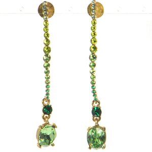 Oscar de la Renta Green Crystal Drop Earrings